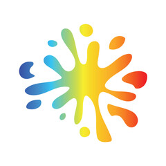 Colorful paint splatter or ink drop. Decorative shape liquid icon vector illustration.