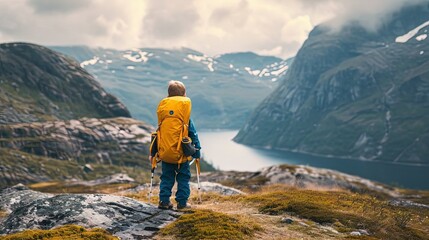 Obraz premium hiker in natural landscape