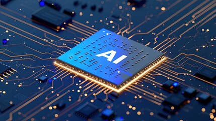 Illustration of artificial intelligence and machine learning using generative AI   - obrazy, fototapety, plakaty