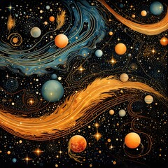 Image of Abstract Space Painting Images, Generative AI.