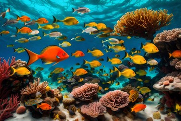 Fototapeta na wymiar tropical coral reef and fishes