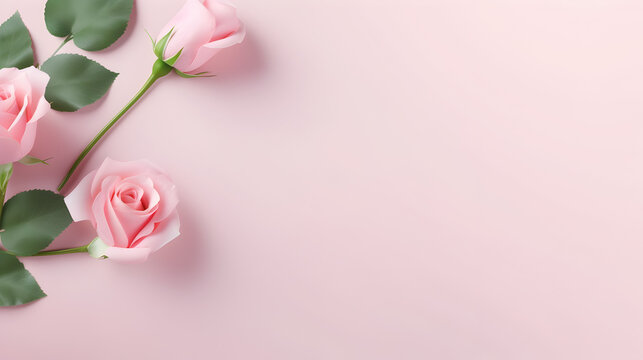 Frame border of roses on a pink background,,
Banner from Bouquet frame of beautiful pink roses on pale pink background