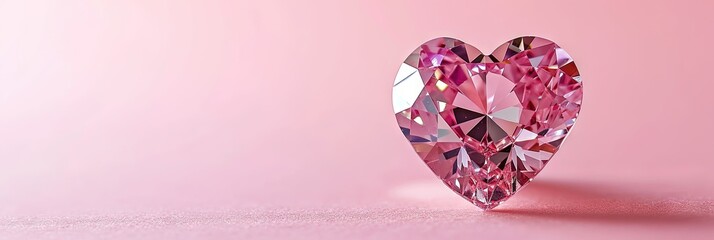 Pink Gemstone heart with plenty of copy space on Valentine's banner