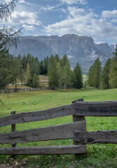 Fototapeta na wymiar Panoramic view of nature and mountains in the Dolomites Italy