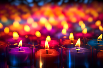 Obraz na płótnie Canvas Field of flickering colorful candles 