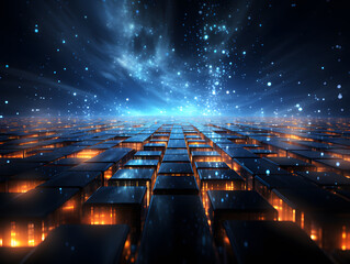 Obraz premium abstract digital art technology network fantastic background