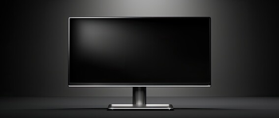 The elegance of a thin-bezel monitor highlighted in a dark room with subdued lighting, capturing the essence of modern display concepts.