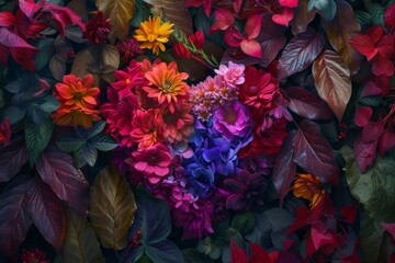 colorful heart made out of flowers Generative AI