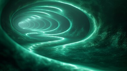 Circle tunnel or wormhole. Digital background with connected green lines.