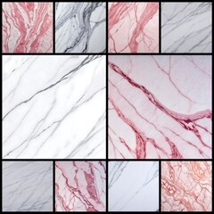 Pink and white marble checkered pattern wall tiles set sample 