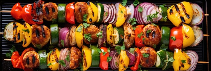 Fototapeta na wymiar Grilled meat and vegetables