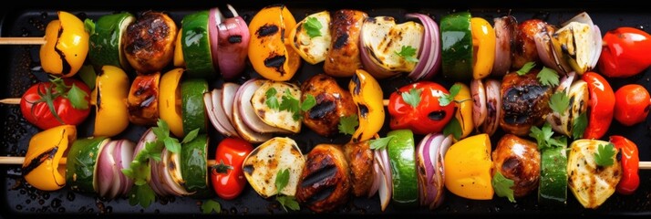 Grilled meat and vegetables - obrazy, fototapety, plakaty