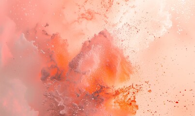 Abstract splash of coral and peach hues background. Dynamic design, pastel pink texture, copy space