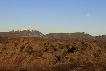 Dimmuborgir is a large area of unusually shaped lava fields east of M&yacute;vatn in Iceland
