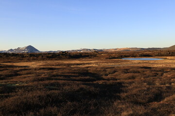 View in the Myvtan National park located in northern Iceland in the vicinity of the Krafla volcano