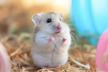 A curious gerbil stands tall, its small frame exuding innocence and playfulness among the bustling muroidea family of packrats, grasshopper mice, and hamsters