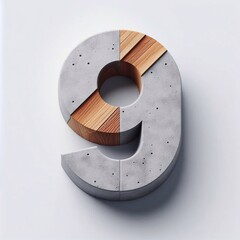 9 digit shape created from concrete and wood. AI generated illustration