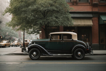 old vintage car in the street summer New York city