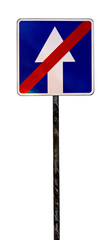 Road sign with an arrow. Road. Sign prohibiting movement