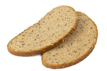 tranche de pain aux céréales isolé sur un fond blanc	