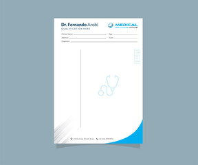 Doctor prescription pad template design, blank rx medical form a4 vector