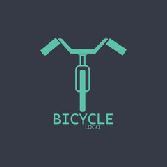 a bicycle logo on a dark background