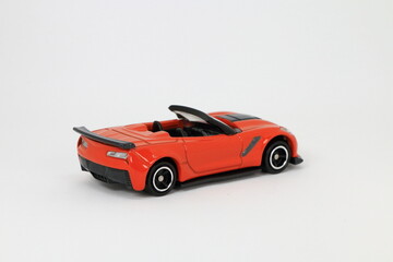 toy car isolated on white background, Sport car, super car, orange coupe, die cast car, toy car, white background