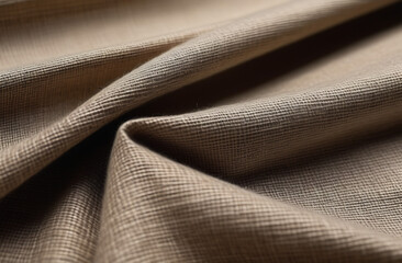 Natural fabric from organic flax and cotton in rolls. Closeup.