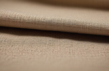 Natural fabric from organic flax and cotton in rolls. Closeup