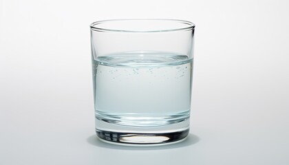 Glass of water on white background. 3D illustration. Studio shot.