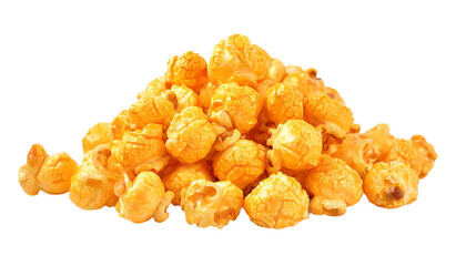 Cheese popcorn isolated on transparent background.