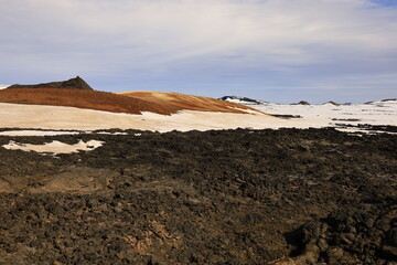 Leirhnjúkur is an active volcano located northeast of Lake Mývatn in the Krafla Volcanic System, Iceland