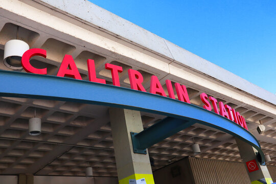 San Francisco, California &ndash; October 23, 2023: San Francisco Caltrain train Station. Caltrain is a California commuter rail line serving the San Francisco Peninsula and Santa Clara Valley