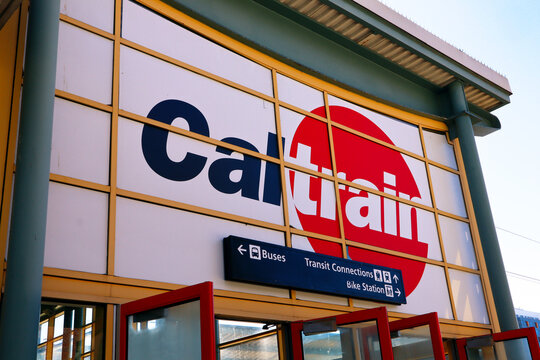San Francisco, California &ndash; October 23, 2023: San Francisco Caltrain train Station. Caltrain is a California commuter rail line serving the San Francisco Peninsula and Santa Clara Valley