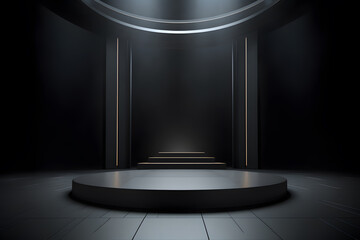 Dark background with square podium display in the centre