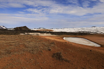 Leirhnjúkur is an active volcano located northeast of Lake Mývatn in the Krafla Volcanic System, Iceland