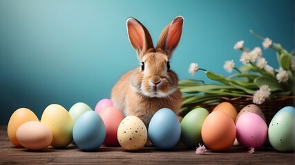 Fototapeta na wymiar easter bunny with eggs,easter bunny and eggs,easter bunny and easter eggs