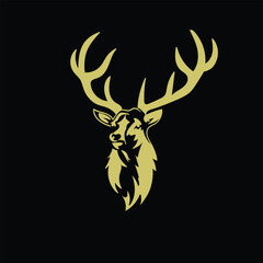 Deer head cut out silhouette. Horned elk or stag icon.