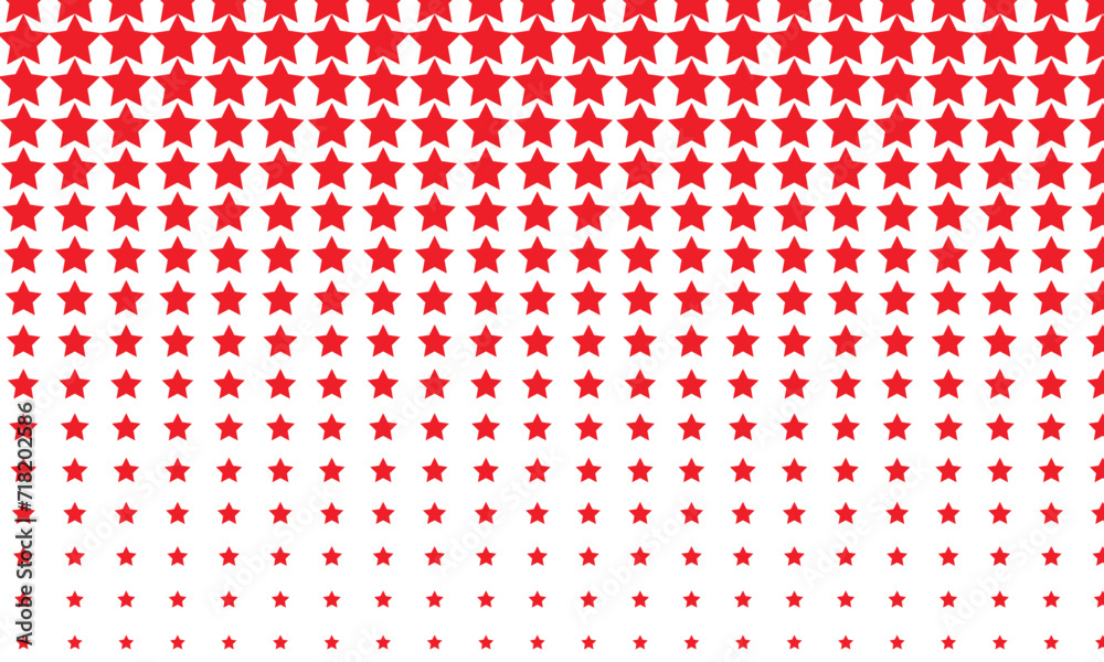 Poster abstract repeatable big to small red star pattern.