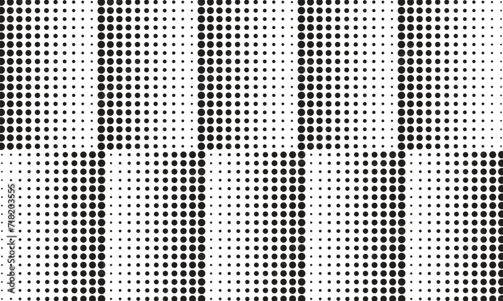 Poster abstract repeatable big to small black halftone dot pattern.