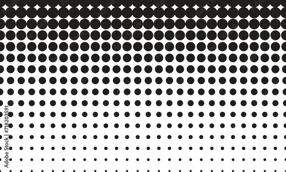 Poster abstract repeatable big to small black dot pattern.
