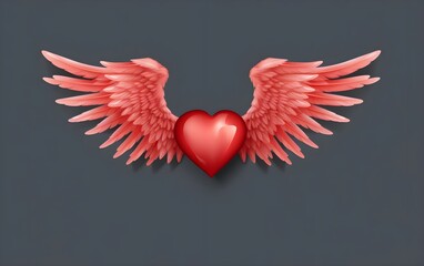 Red heart With wings Vector illustration


