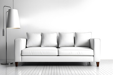 white sofa in a white room