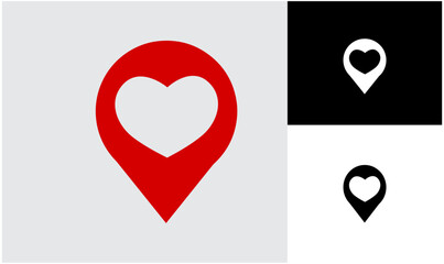 Heart location, set of icons with hearts