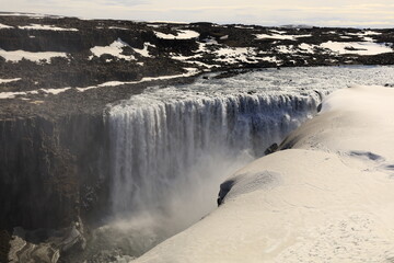 Dettifoss is a waterfall in Vatnajökull National Park in Northeast Iceland