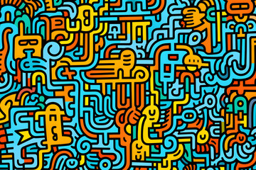 doodle art vivid colors pattern