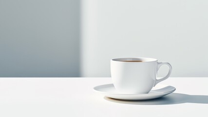 Obraz na płótnie Canvas cup of coffee on the table with copy space