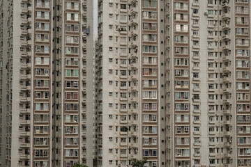A crowded city, a dense cluster of building, closely packed city