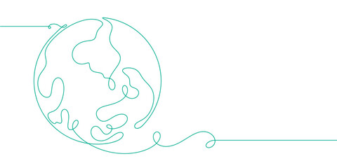 Green earth line art style vector illustration. Environment day line art style vector illustration	