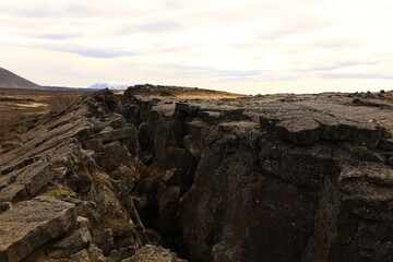 Obraz premium Dimmuborgir is a large area of unusually shaped lava fields east of Mývatn in Iceland